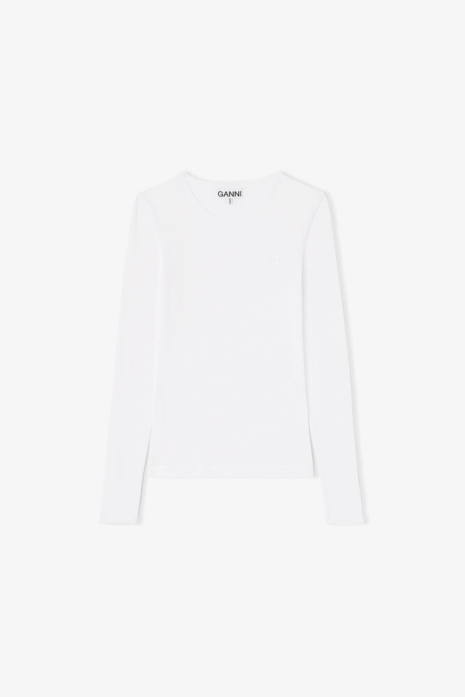 Rib Long-sleeve Top, Bright White