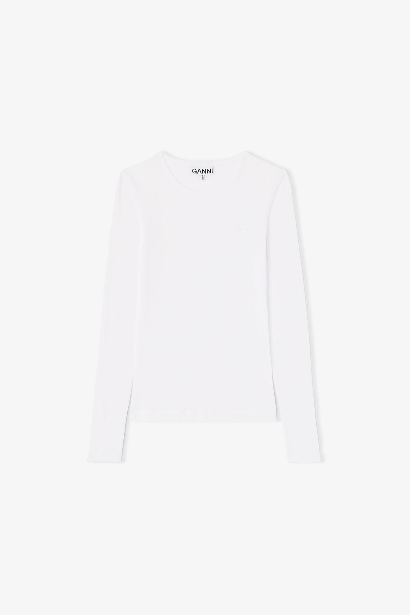 Geripptes Langarmoberteil, Organic Cotton, in colour Bright White - 1 - GANNI