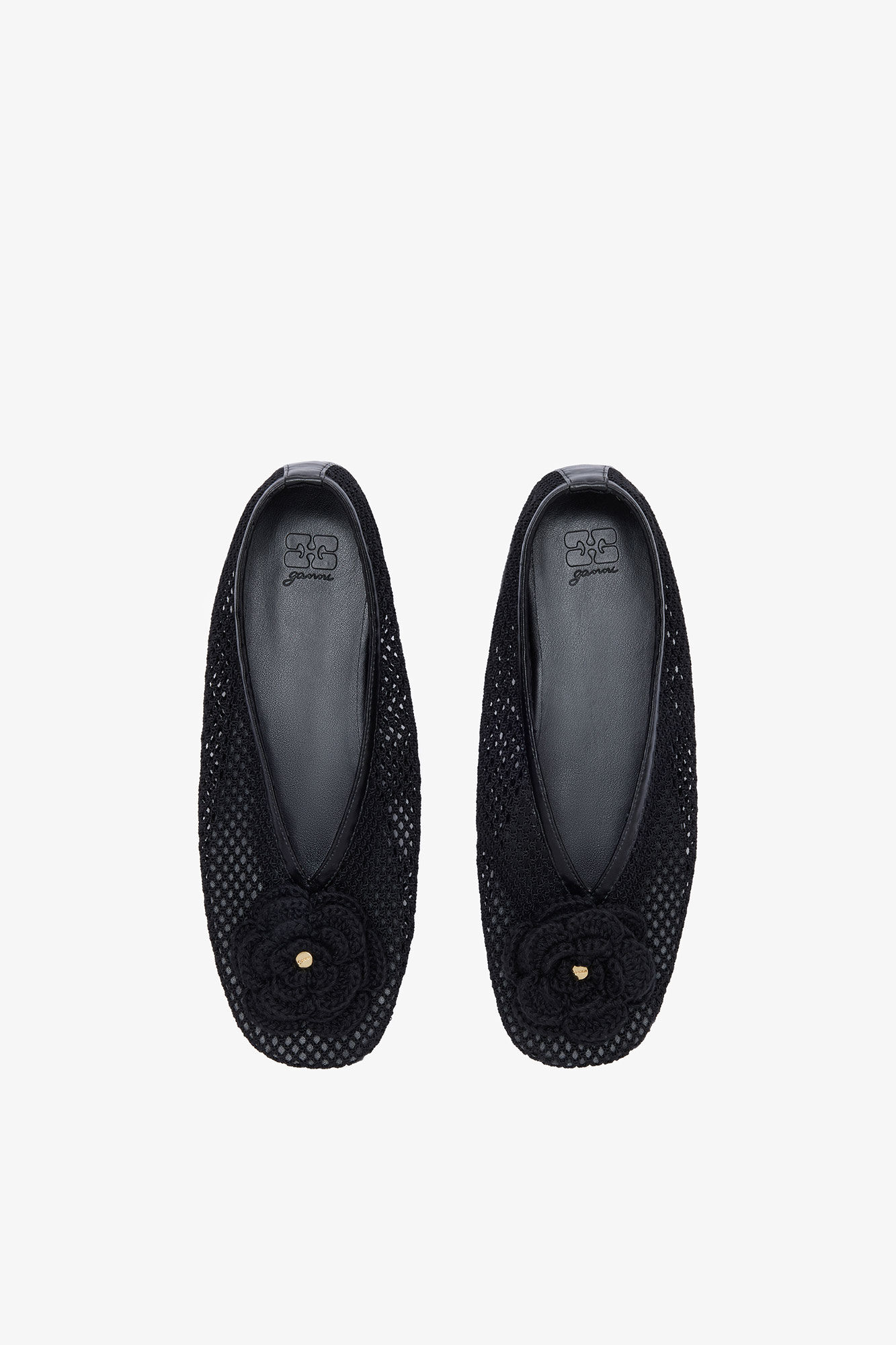 Jenny-ballerinasko i svart netting, Recycled Polyester, in colour Black - 3 - GANNI