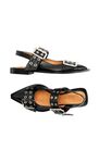 Chaussures plates à lanières et bride arrière, Leather, in colour Black - 2 - GANNI