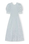 Broderie Anglaise Midi Dress, Cotton, in colour Illusion Blue - 1 - GANNI