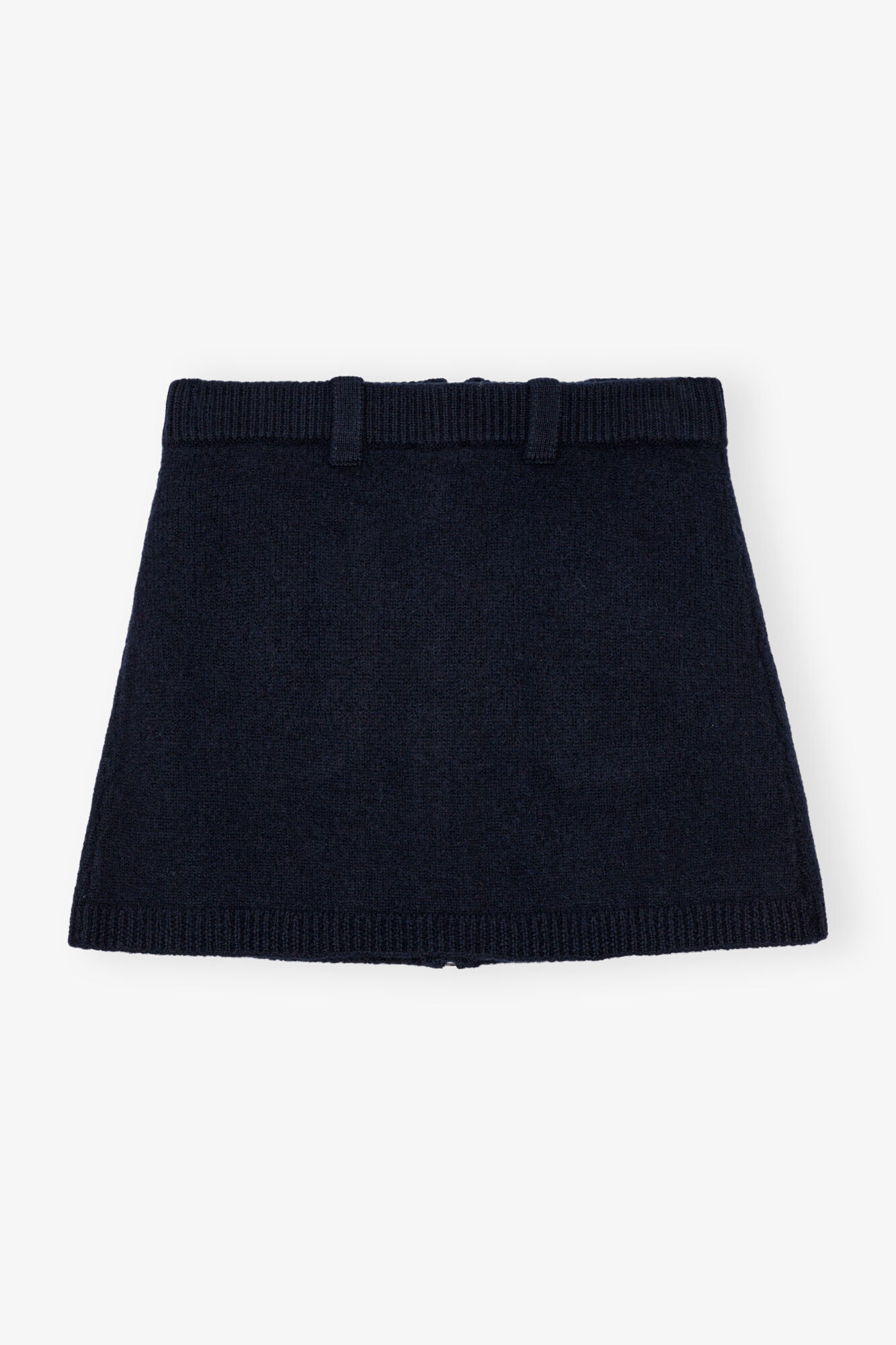 Dark Blue Mini Skirt, Wool, in colour Sky Captain - 2 - GANNI
