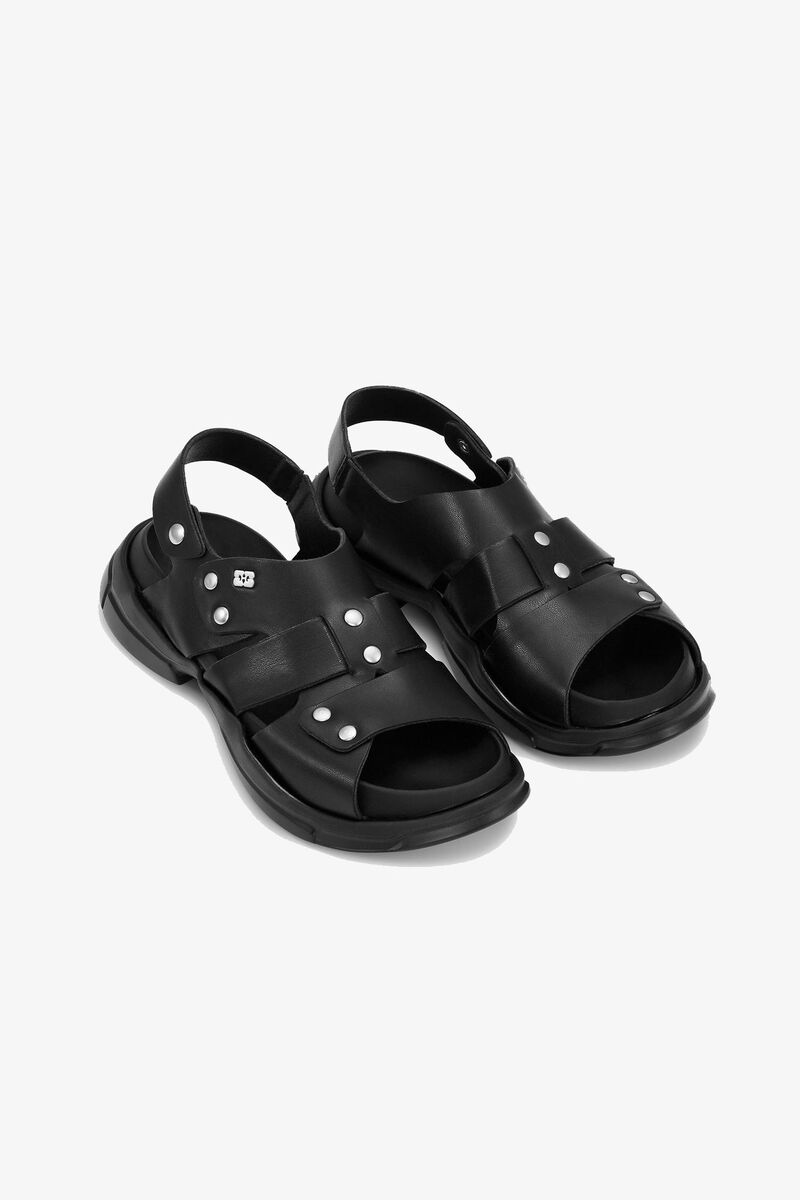 Black Light Weight EVA Asymmetrical Sandals, Polyester, in colour Black - 2 - GANNI