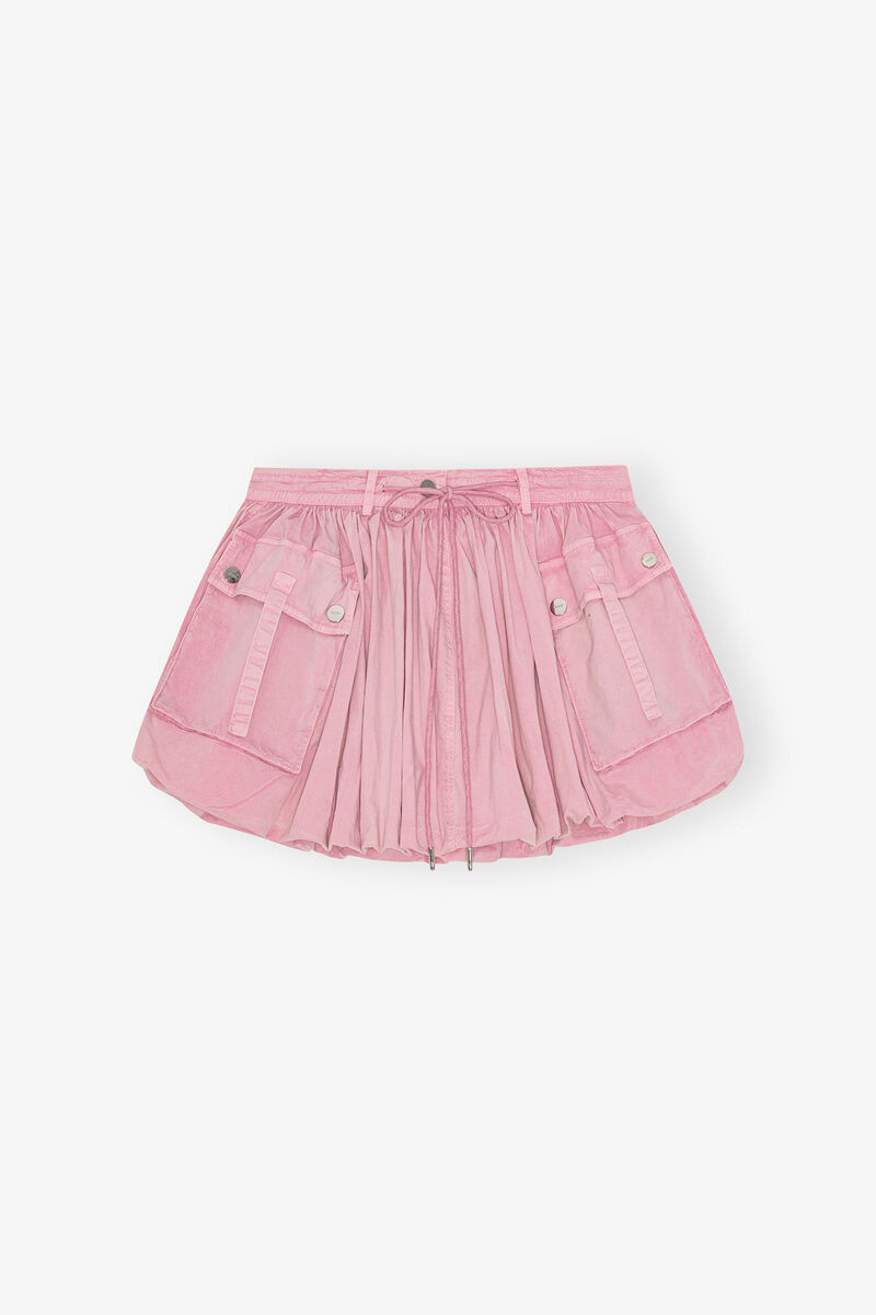Pink Washed Mini Bubble Skirt, Elastane, in colour Bleached Mauve - 1 - GANNI