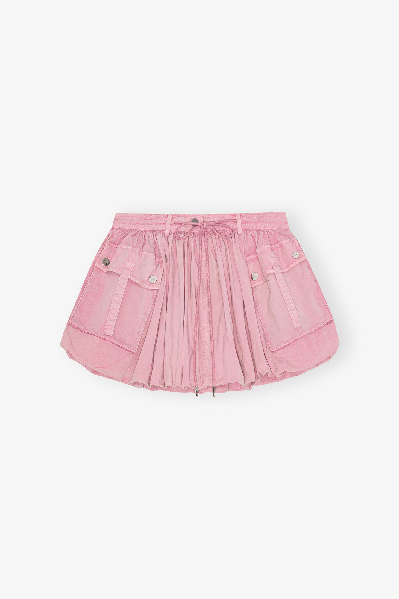 Pink Washed Mini Bubble Skirt, Elastane, in colour Bleached Mauve - 1 - GANNI
