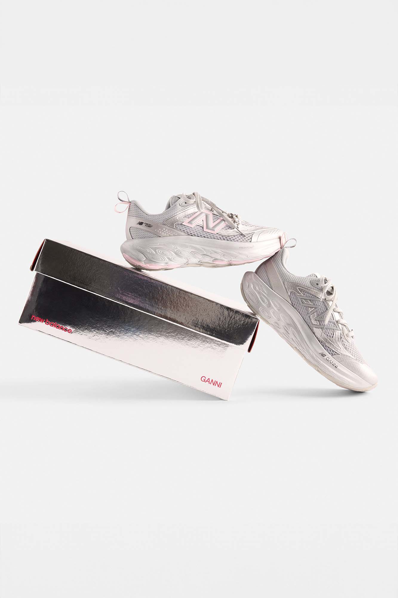 GANNI x New Balance Silver and Pink FFT Trainers, Recycled Polyester, in colour Silver Pink - 5 - GANNI