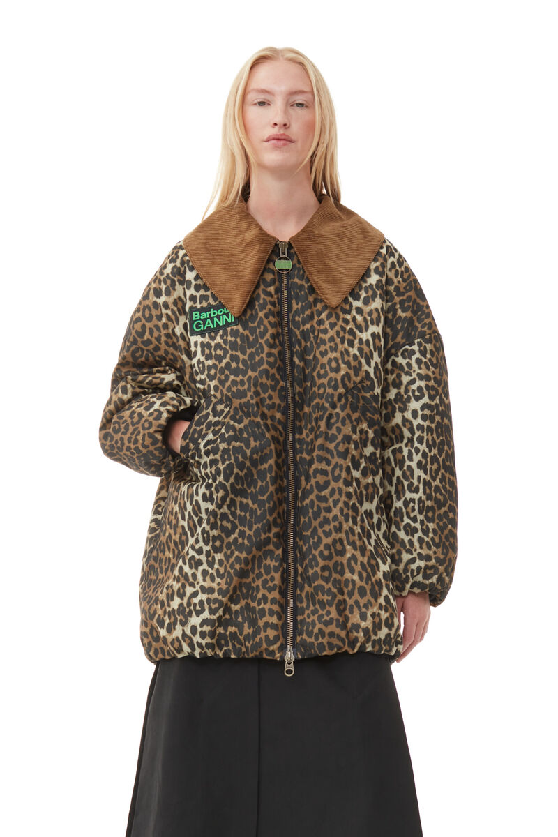 GANNI x Barbour Leopard Bomber-jakke, Cotton, in colour Leopard - 1 - GANNI