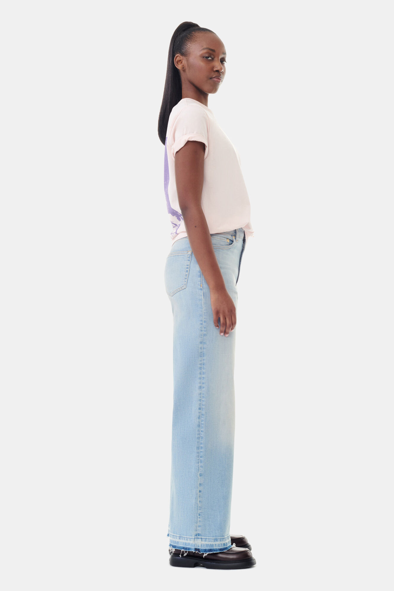 Basic Jersey Palm Trees Relaxed T-shirt, Cotton, in colour Lotus - 3 - GANNI