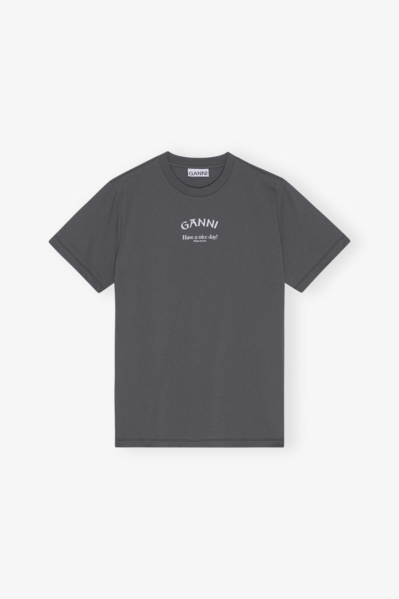 Relaxed Ganni T-shirt, Cotton, in colour Volcanic Ash - 1 - GANNI