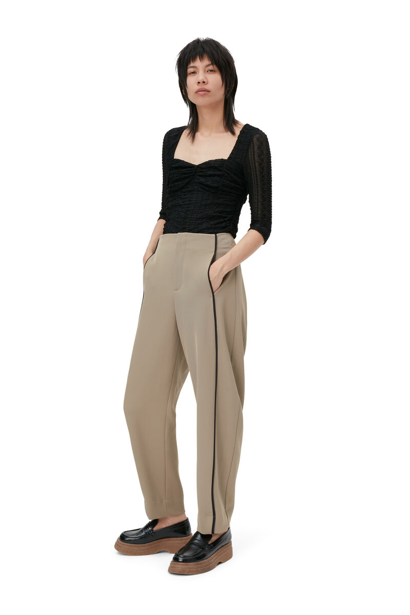 Ruched Lace Blouse , Elastane, in colour Black - 1 - GANNI