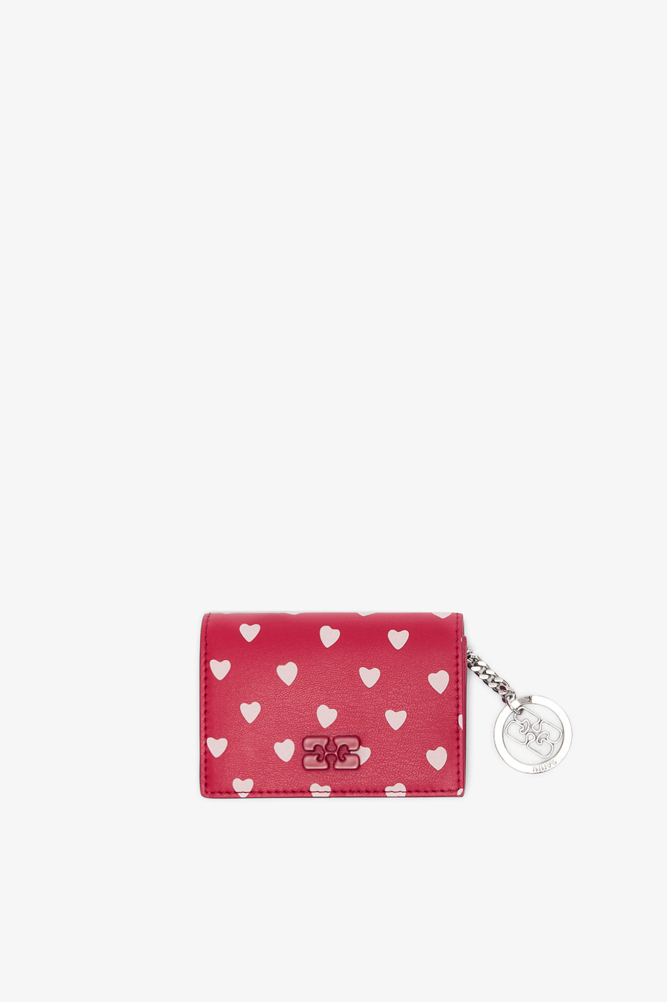 Bou Card Holder With Flap with Dots, in colour Barbados Cherry - 1 - GANNI