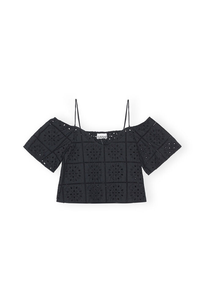 Broderie Anglaise Top, Black