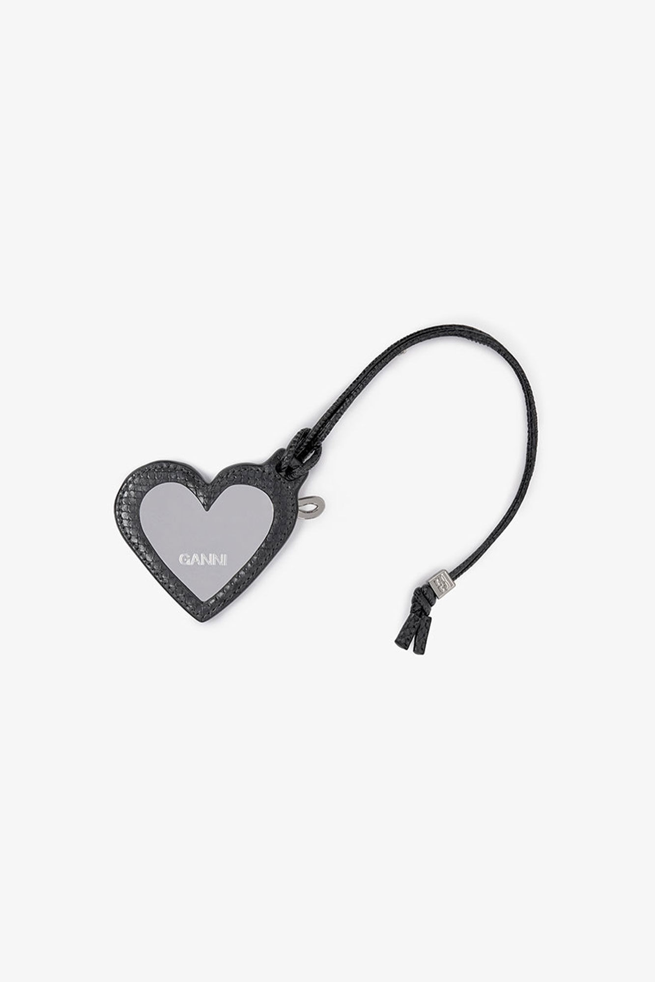 Black Snake GANNI Bou Heart Mirror, Polyurethane, in colour Croco - 2 - GANNI