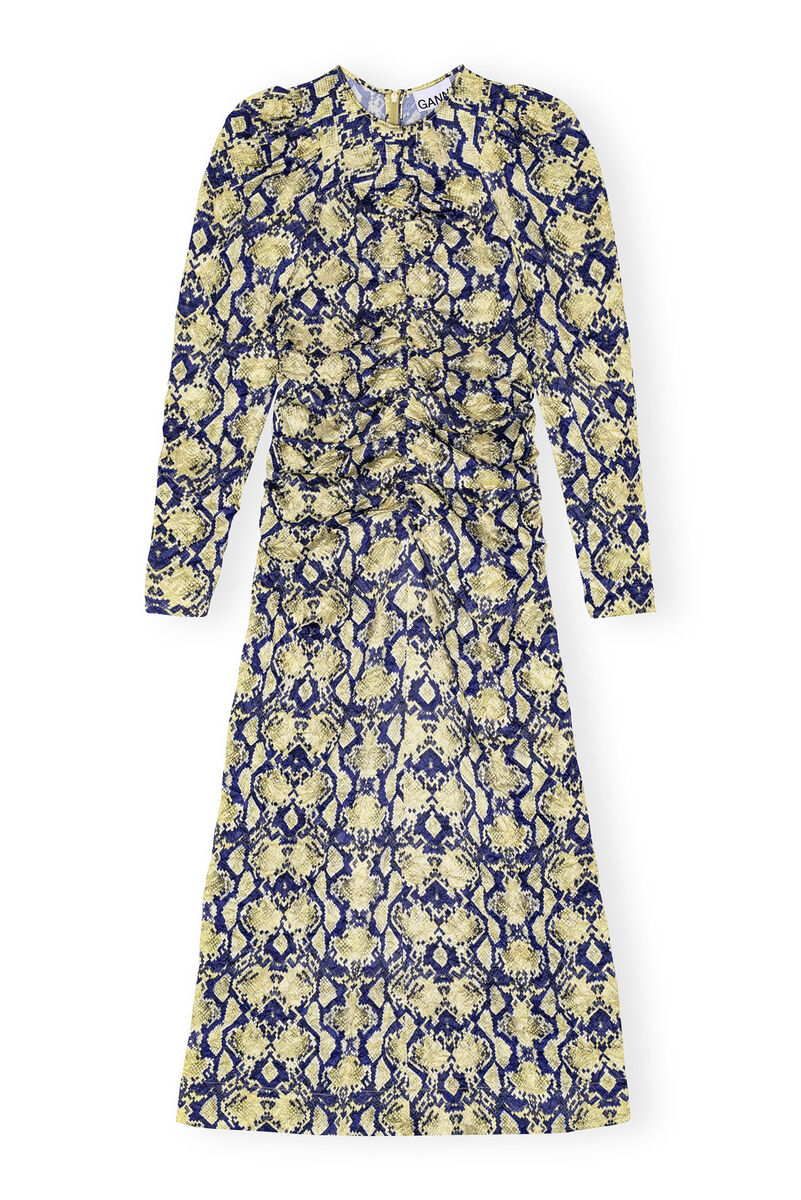 Snake Skin Print Satin Button Down Dress