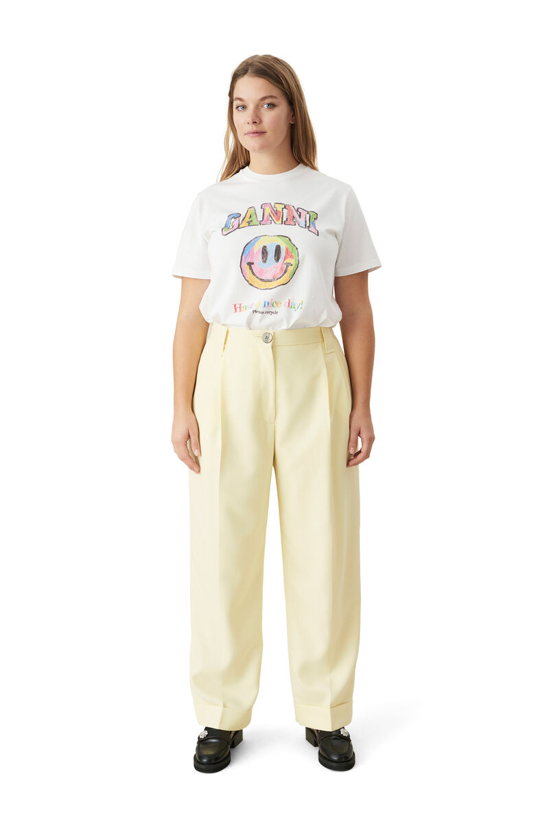Bomulds T-shirt med Smiley, Cotton, in colour Bright White - 1 - GANNI