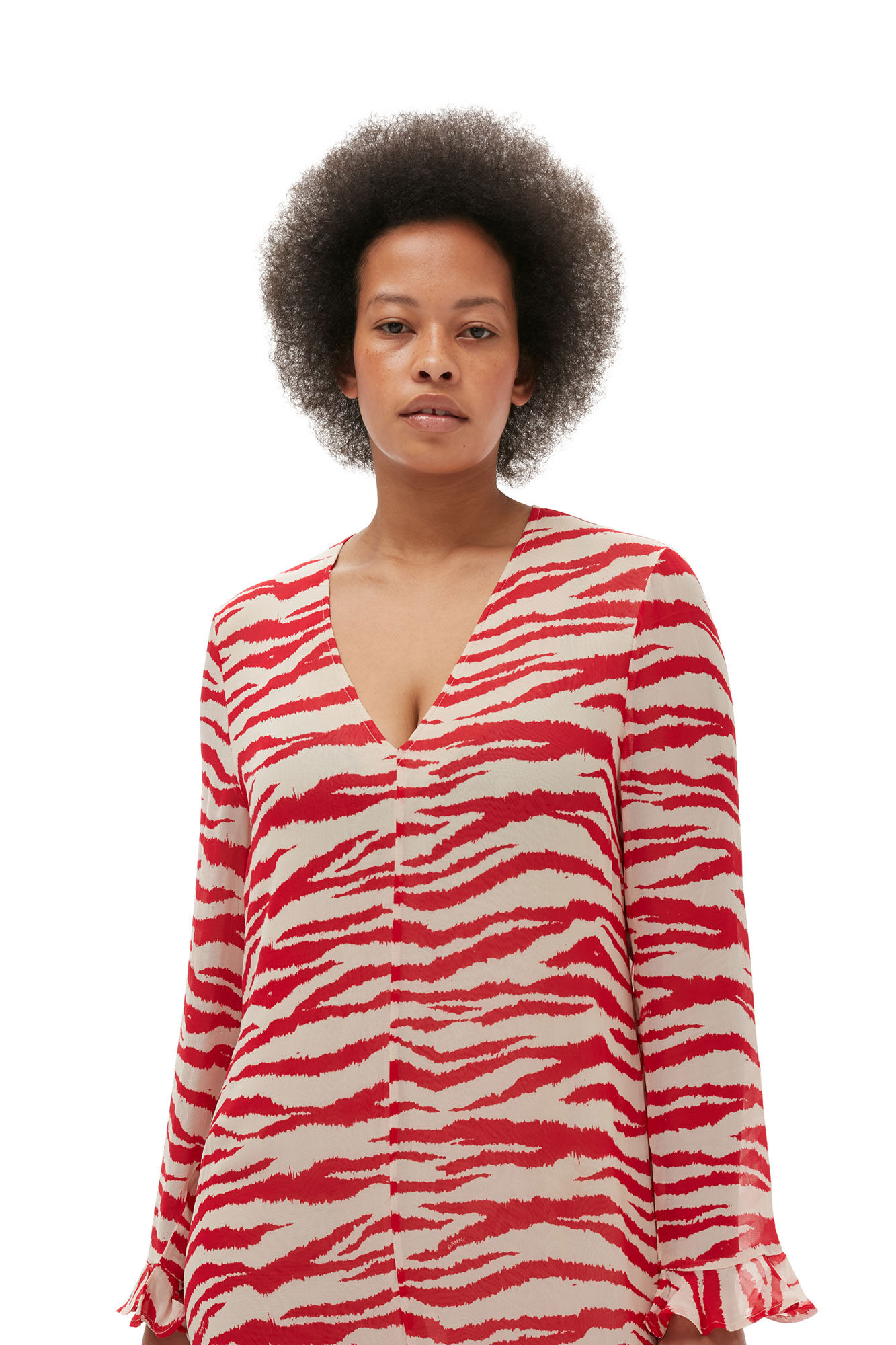 Printed Light Georgette Maxi Dress, Viscose, in colour Castle Wall - 8 - GANNI