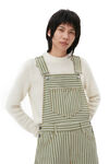 Stripe Denim Overalls, Cotton, in colour Stripe Loden Green - 4 - GANNI