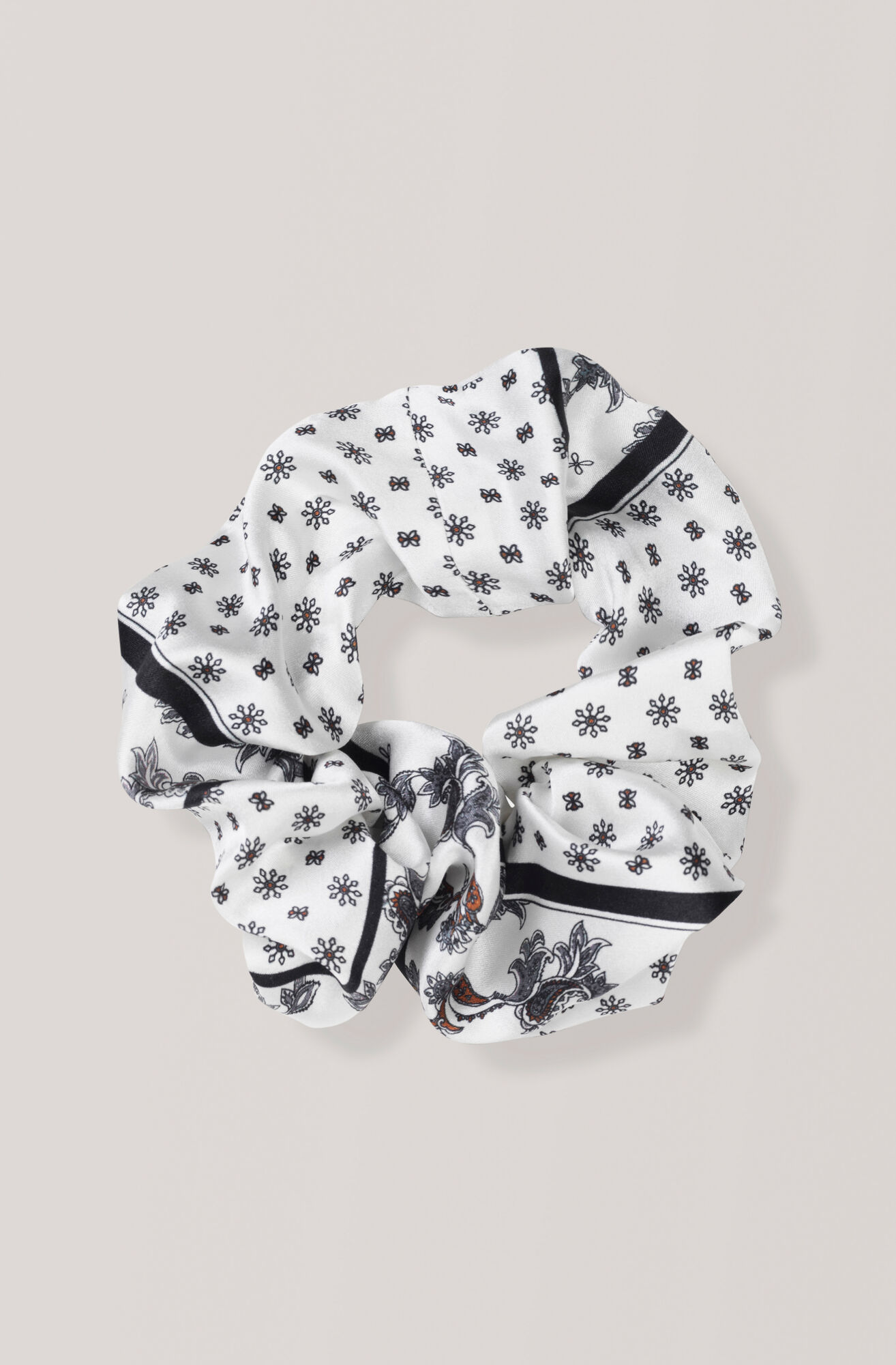 Silk Stretch Satin Scrunchie, Egret Silk Stretch Satin Scrunchie, Egret, hi-res