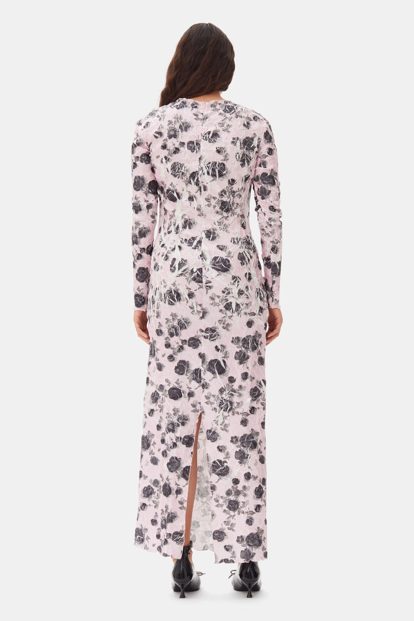 Pink Floral Printed Dress, Recycled Polyester, in colour Corsage - 4 - GANNI