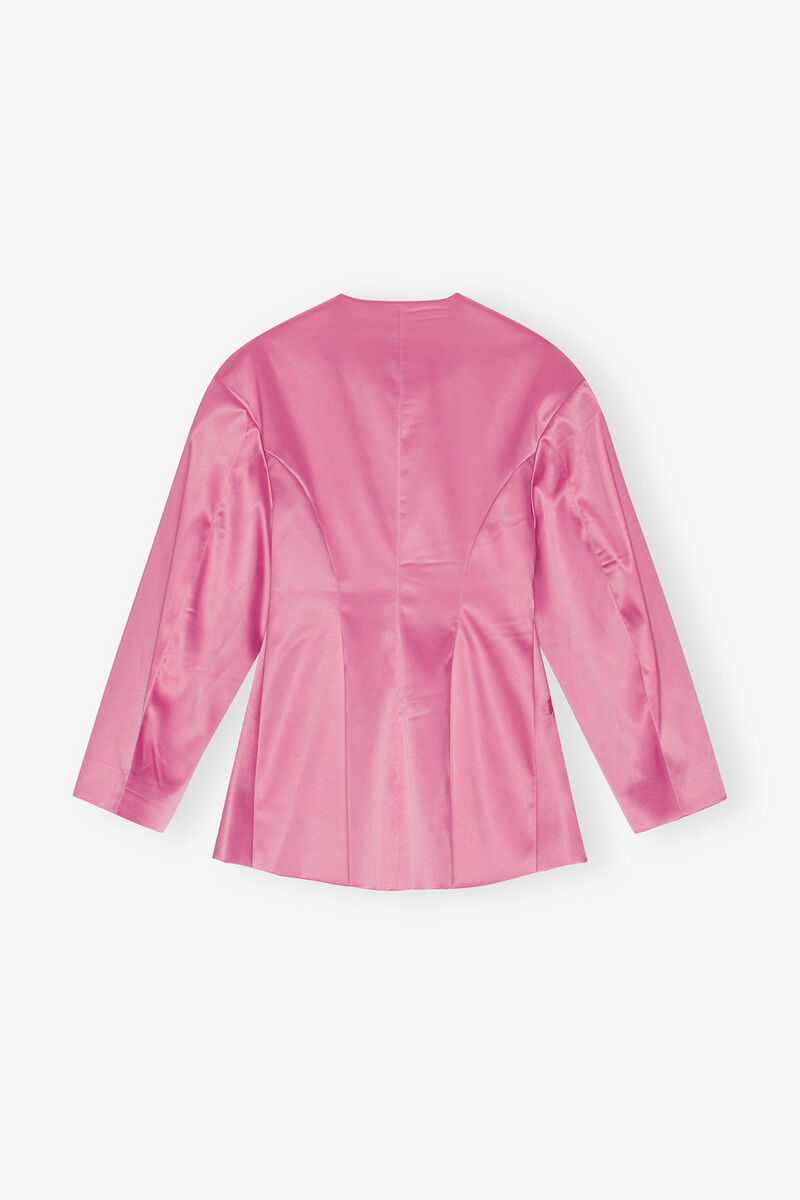 Double Satin Fitted Blazer, Elastane, in colour Wild Orchid - 2 - GANNI