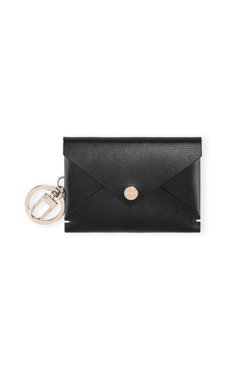 Envelope Keychain, Leather, in colour Black - 1 - GANNI