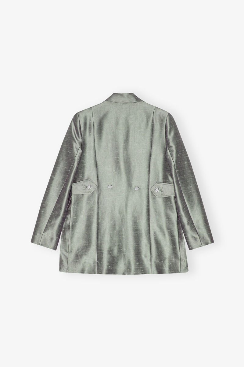 Grå Kostym Kavaj, Recycled Polyester, in colour Gray Quill - 2 - GANNI