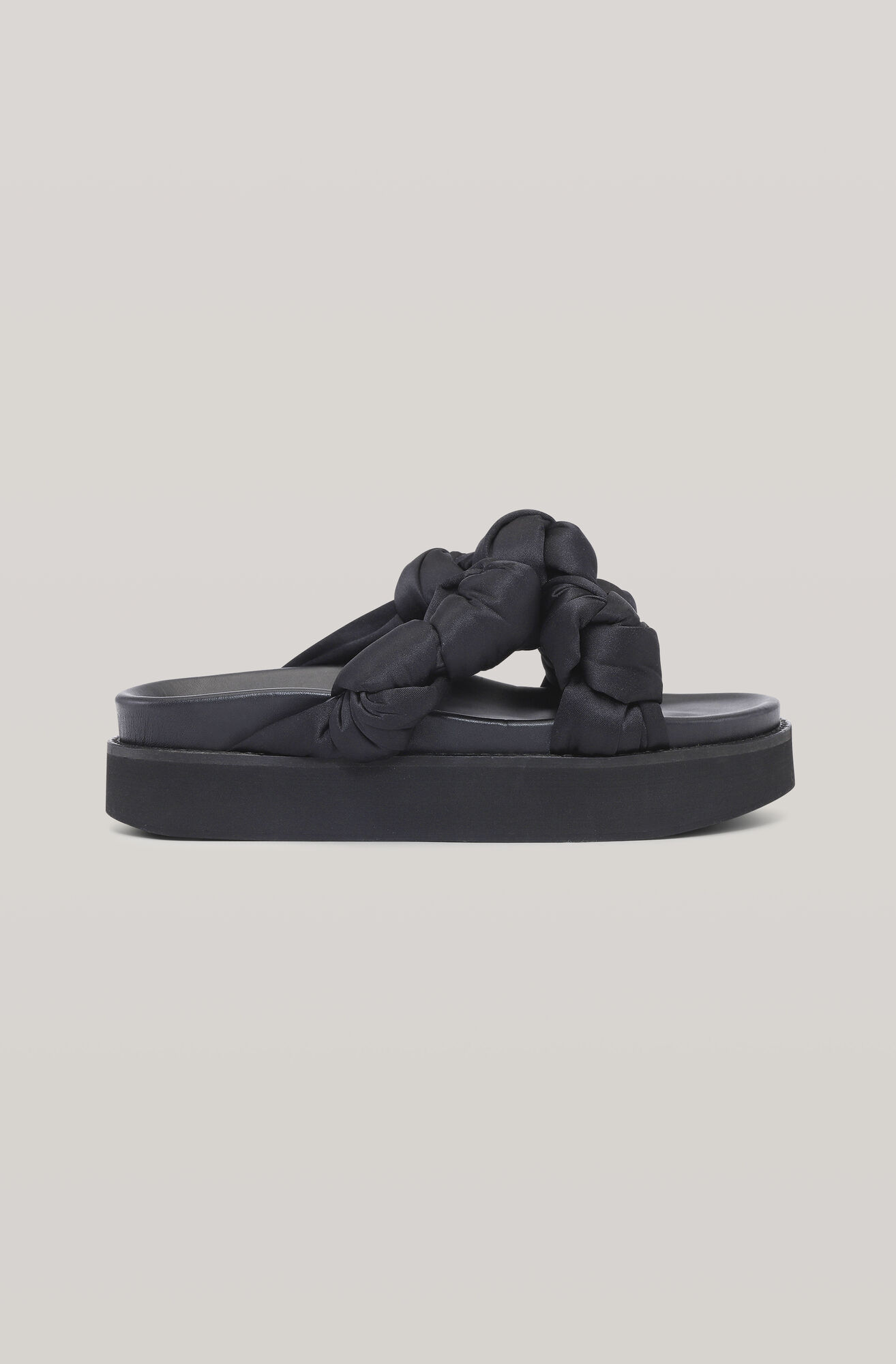 Black Recycled Satin Mid Knotted Sandal Ganni It