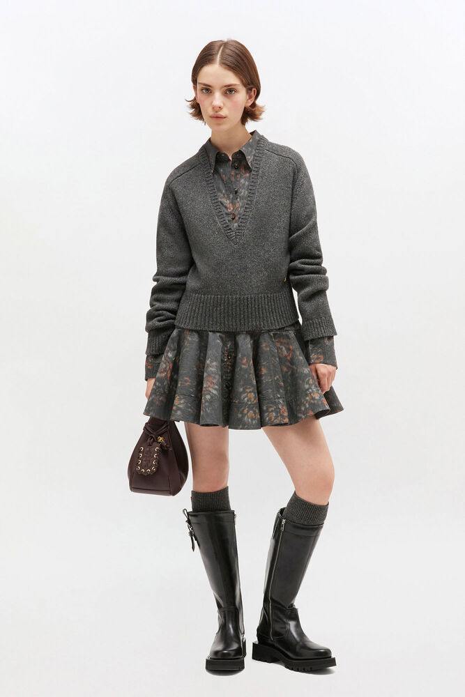 Dark Grey V-neck Jumper, Phantom