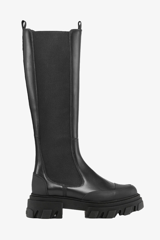 Knee-High Chelsea Boots, Black