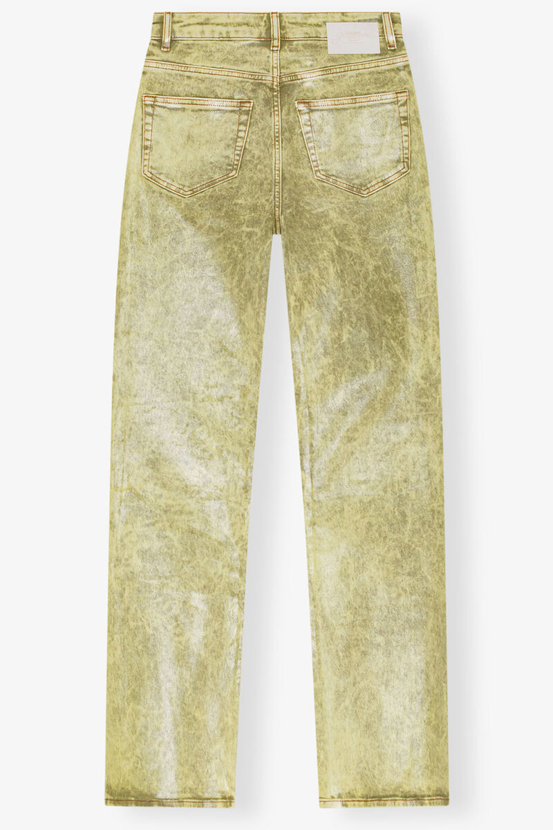 Green Foil Jeans, Cotton, in colour Golden Cypress - 2 - GANNI