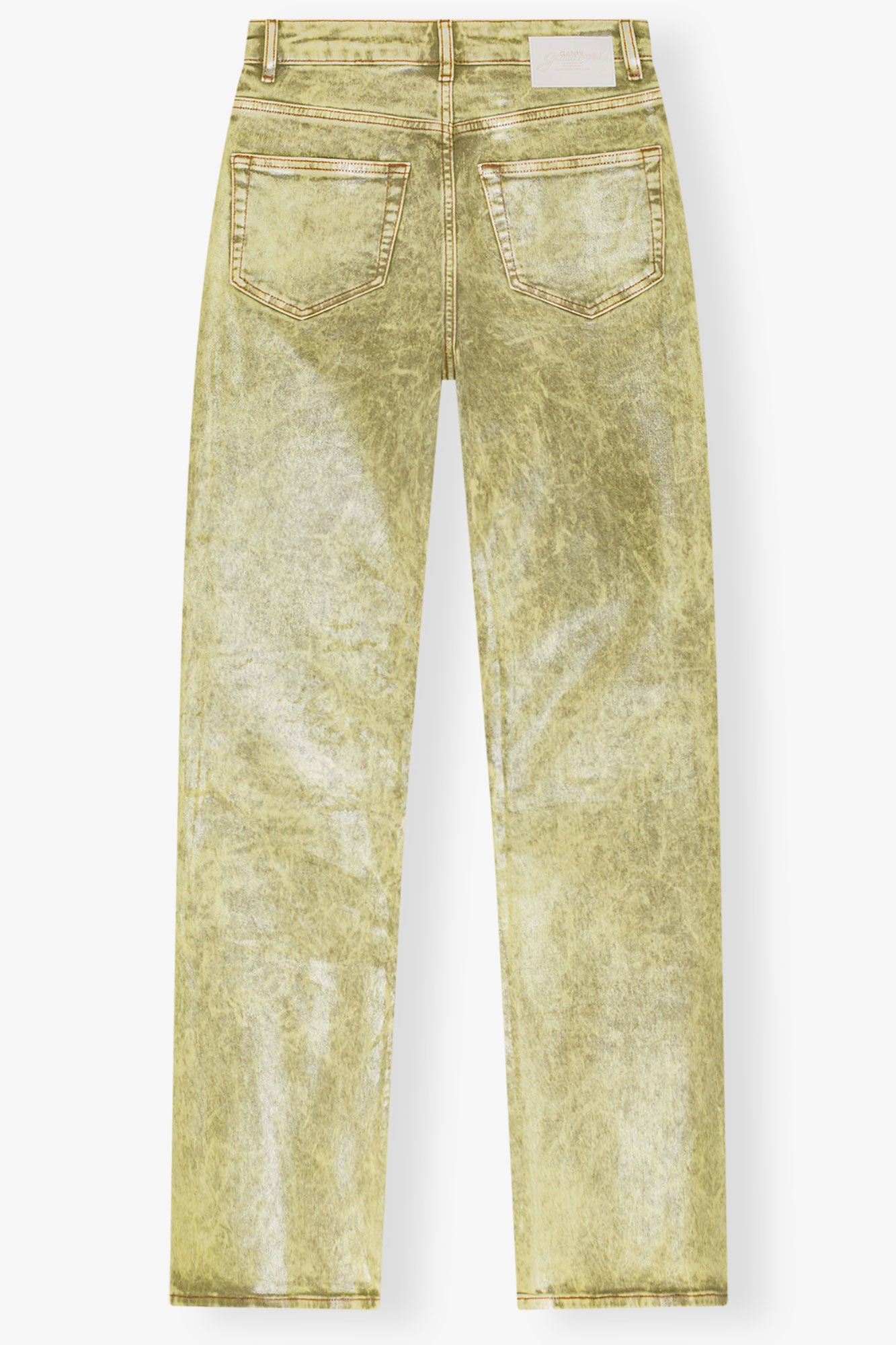 Green Foil Jeans, Cotton, in colour Golden Cypress - 2 - GANNI