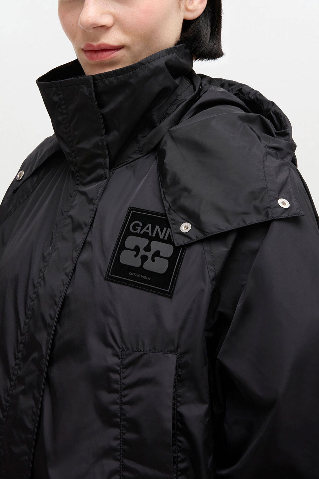 Nylon Parka Coat, Recycled Polyamide, in colour Black - 3 - GANNI