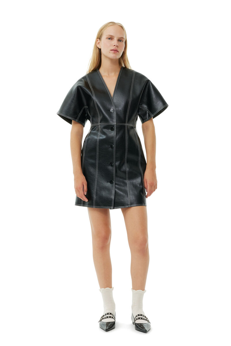 Black Future Oleatex Fitted Shaped Sleeve Mini Kleid, Cotton, in colour Black - 1 - GANNI