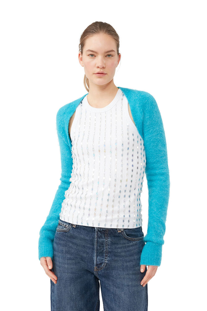 Blue Brushed Alpaca Bolero, Blue Curacao