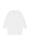 Cotton Poplin V-neck Mini Dress, Cotton, in colour Bright White - 1 - GANNI