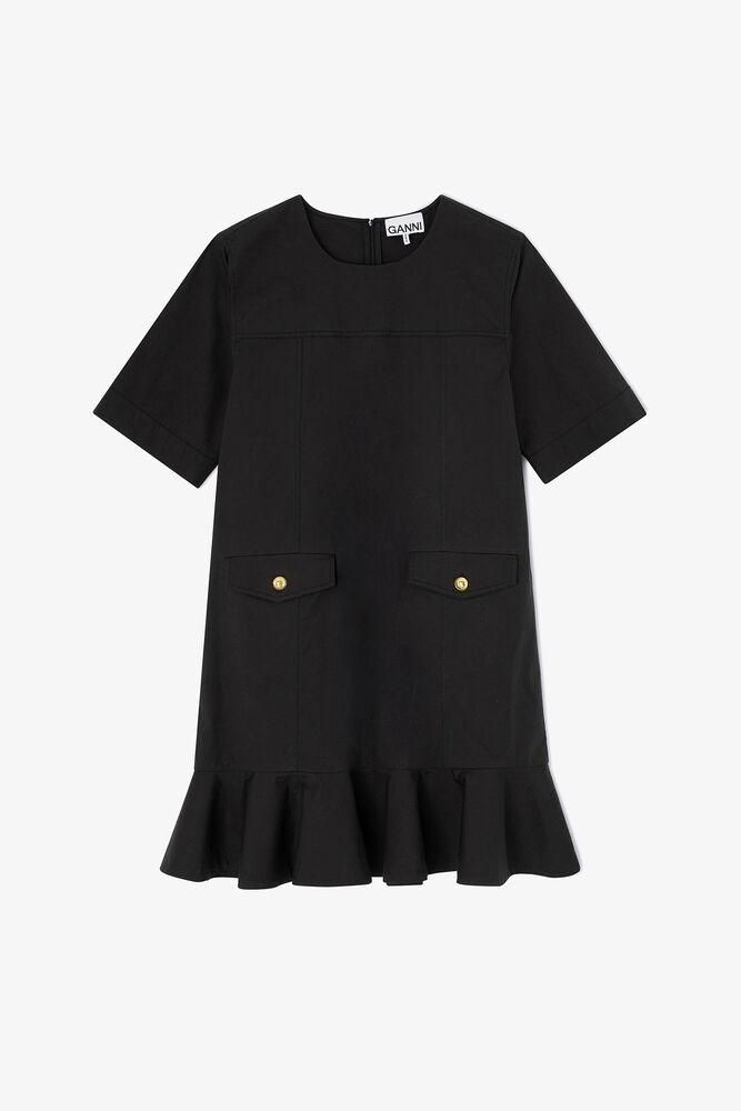 Stretch Cotton Mini Dress, Black