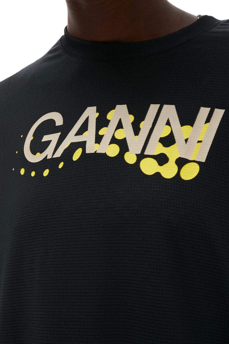Active Mesh Layered Long Sleeve T-shirt, Elastane, in colour Black - 4 - GANNI