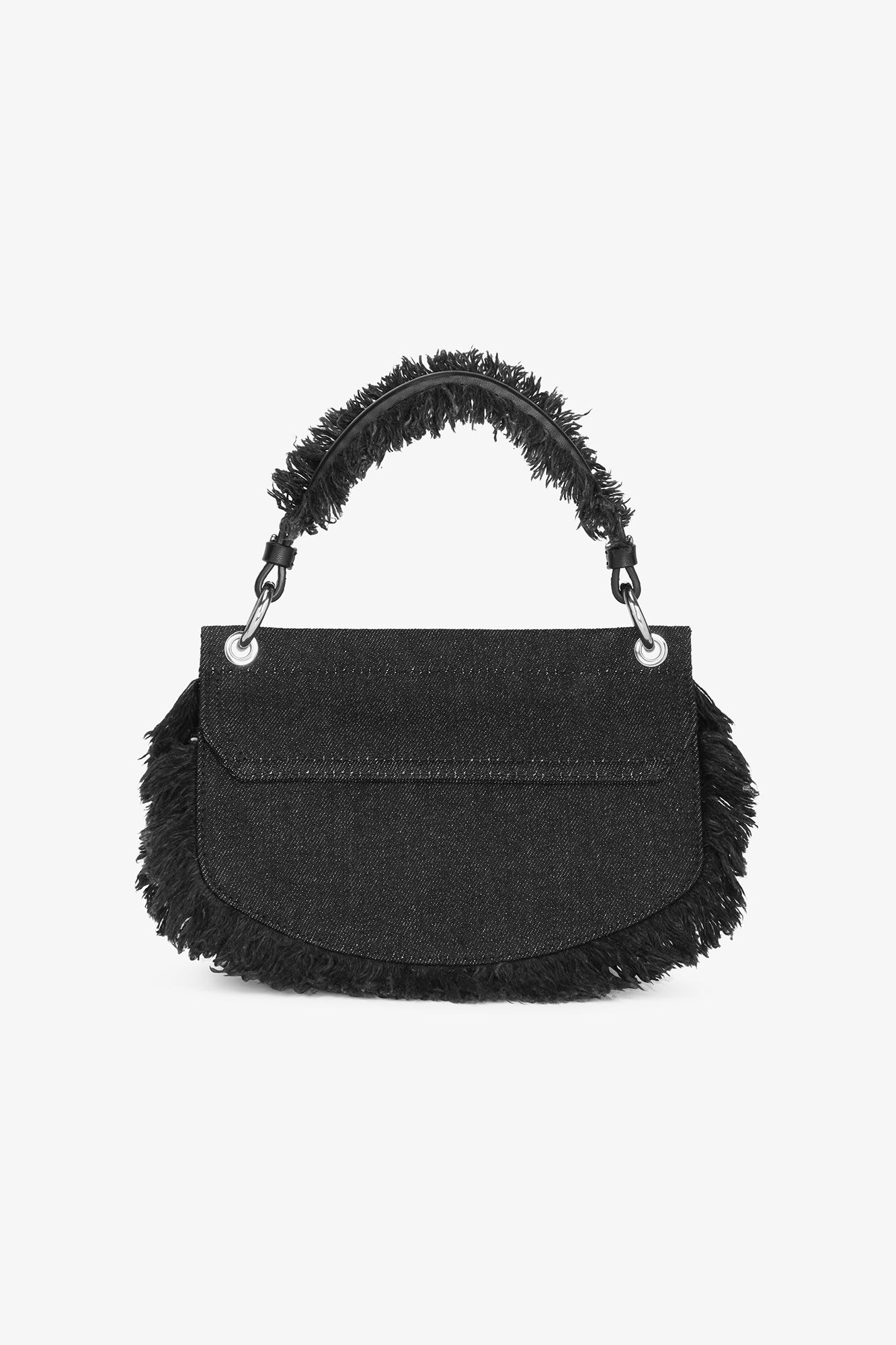 Black Denim Mini Top Handle Apo-G Bag, Recycled Cotton, in colour Black - 3 - GANNI