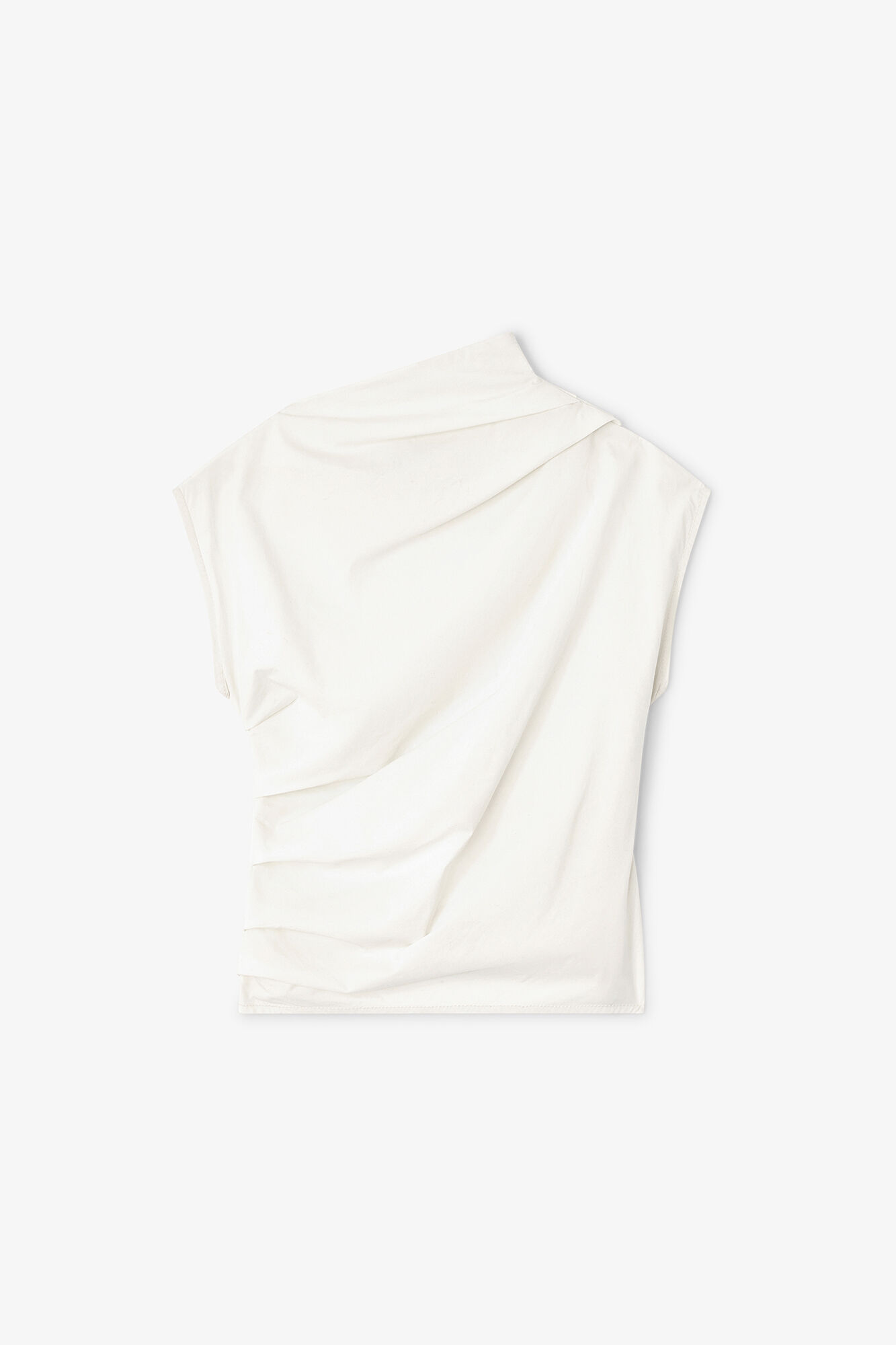 Ivory Ruched Top, Organic Cotton, in colour Egret - 1 - GANNI