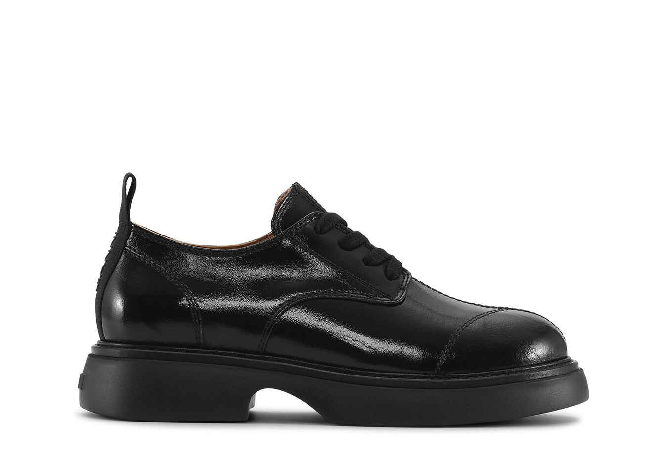 Black Everyday Lace-Up Derby Shoes, Polyester, in colour Black/Black - 1 - GANNI