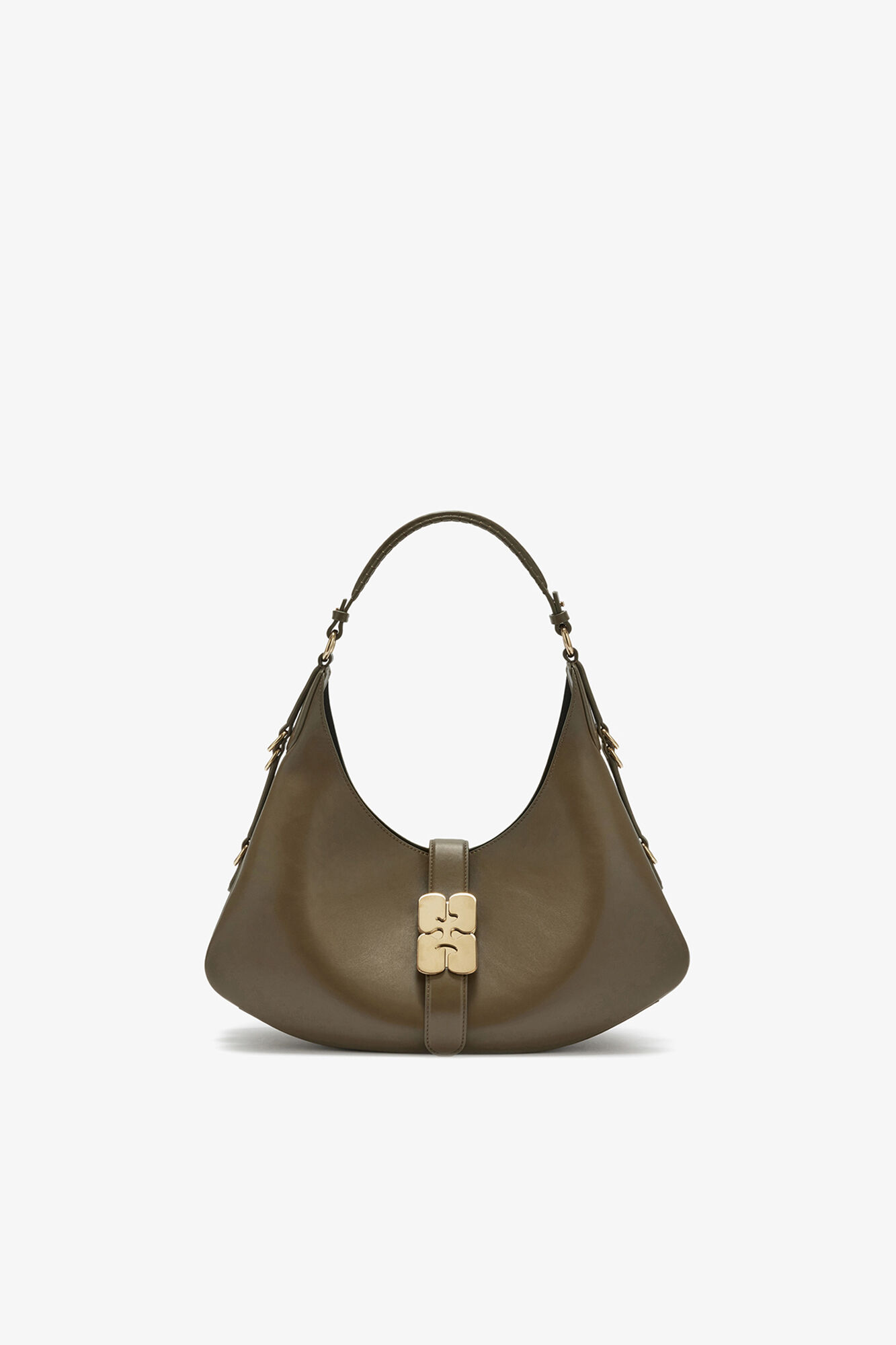 Petit sac vert Kat, Recycled Leather, in colour Military Olive - 1 - GANNI