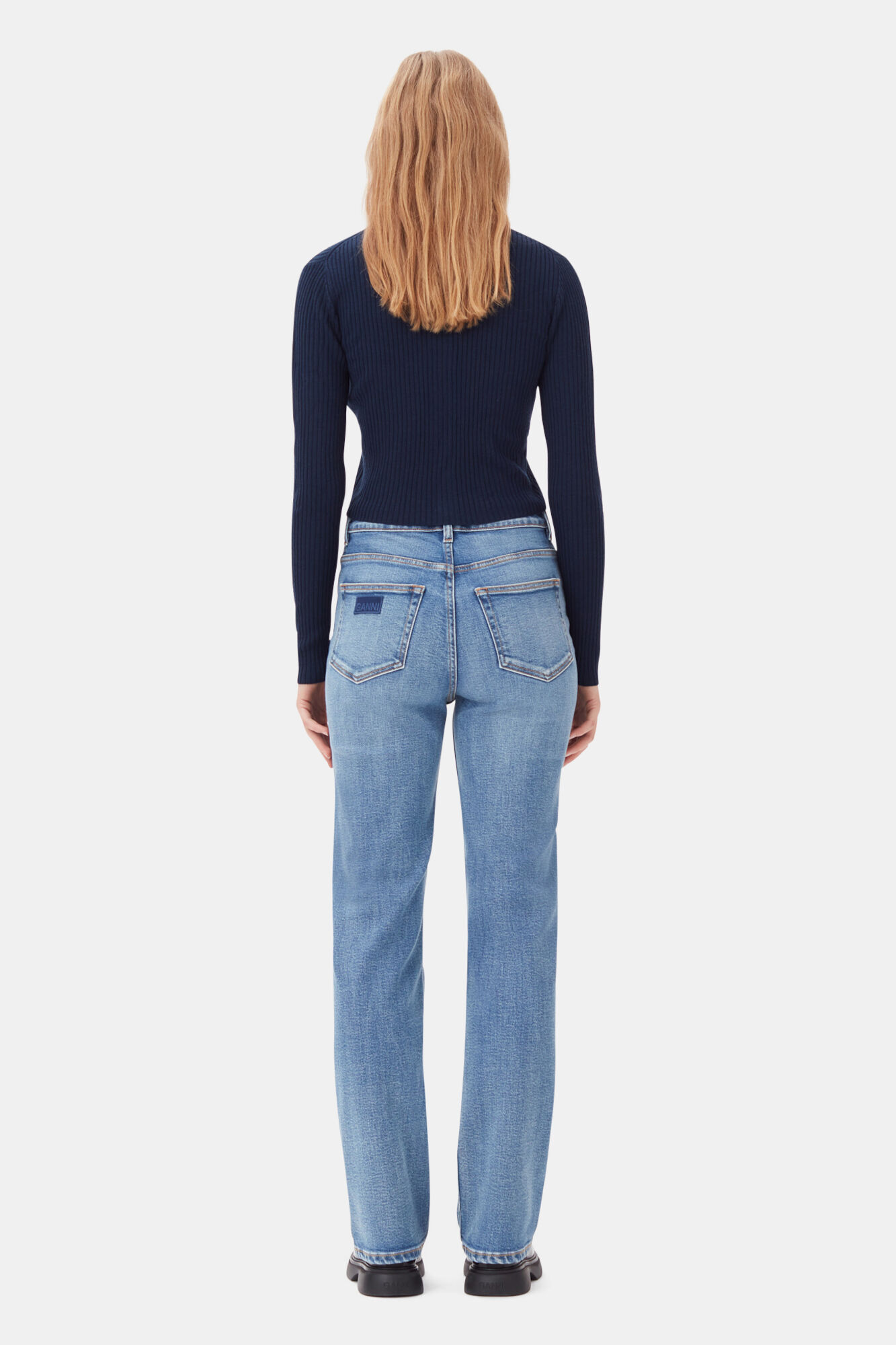 Mid Blue Vintage Pohli Jeans, Cotton, in colour Mid Blue Vintage - 3 - GANNI