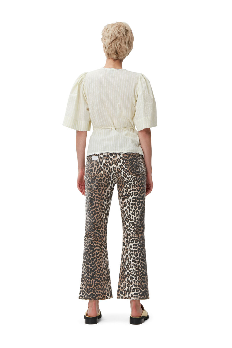 Top portefeuille en seersucker, Cotton, in colour Stripe Flan - 2 - GANNI