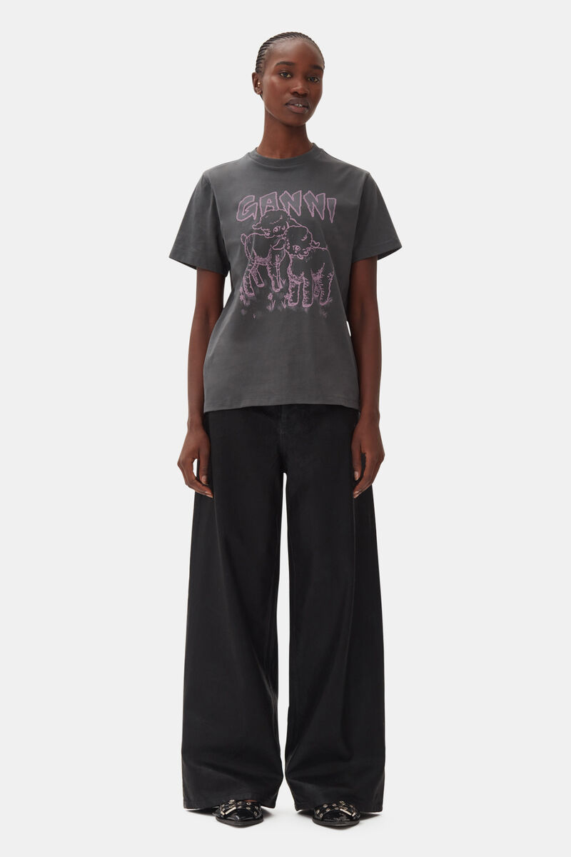 Volcanic Ash Relaxed Lamb T-shirt | GANNI US