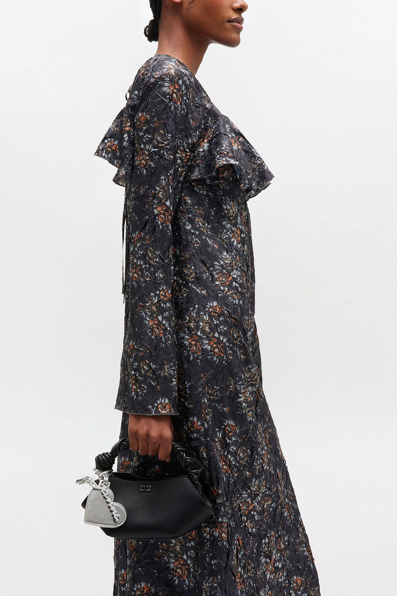Black Black Grained Mini Bou Bag | GANNI US