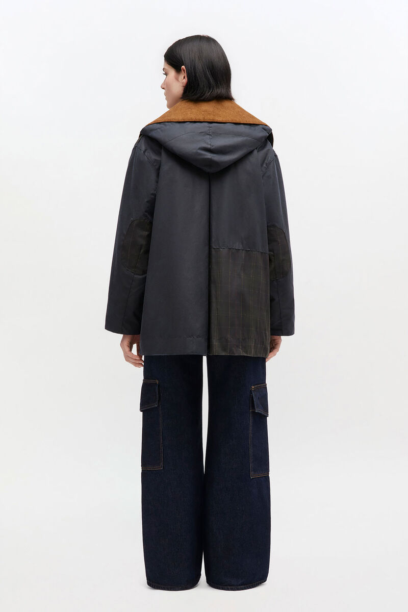 Waxed Jacket in Blue, Cotton, in colour Sky Captain - 2 - GANNI