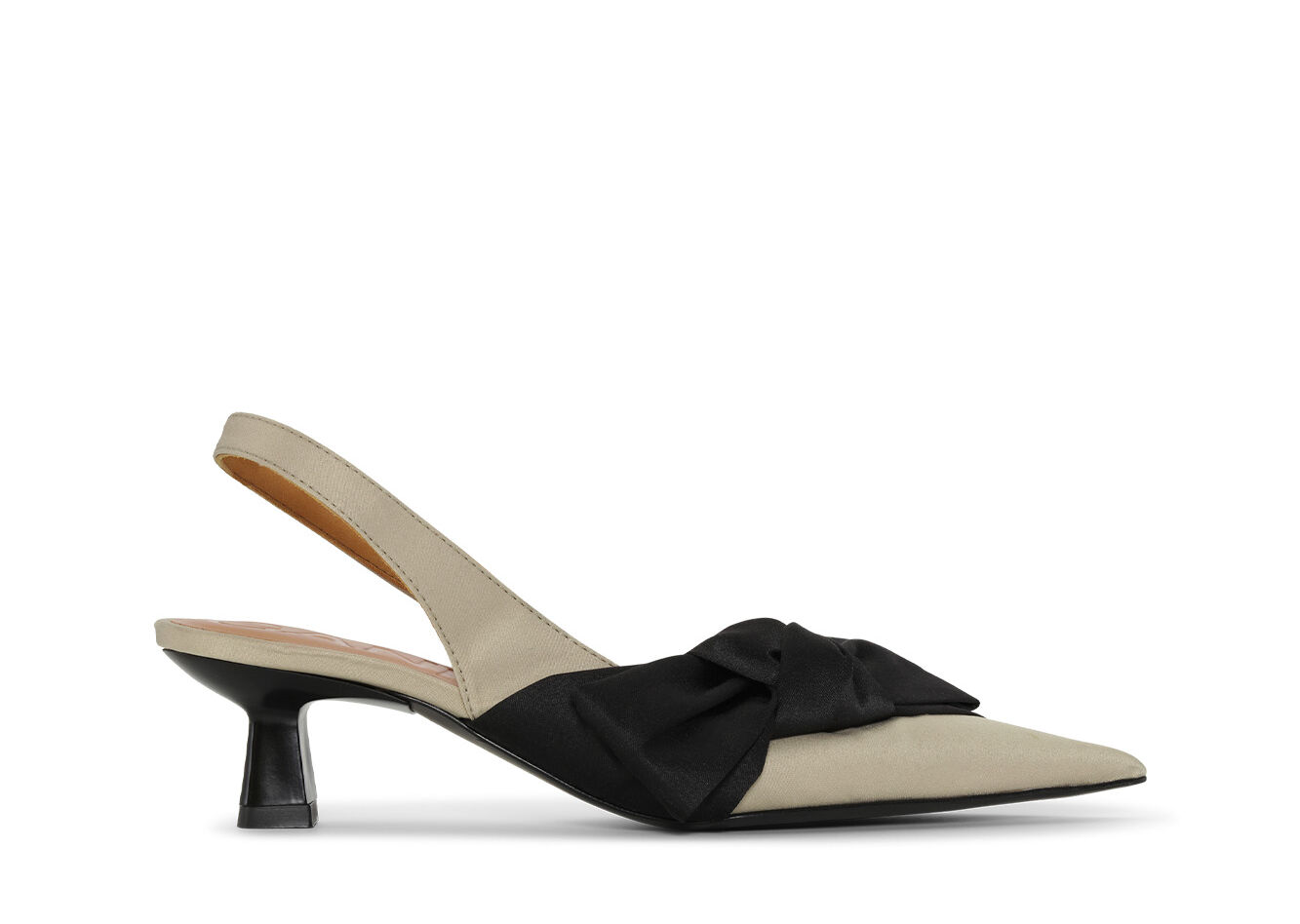 Monochrome Soft Bow Slingback Pumps, Polyester, in colour Sand - 1 - GANNI