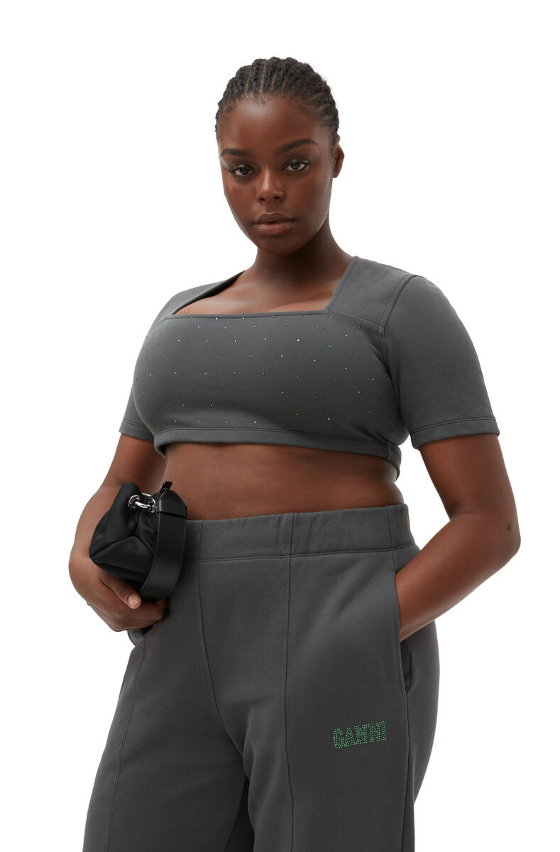 Fabrics of the Future Cropped Blouse, in colour Phantom - 3 - GANNI
