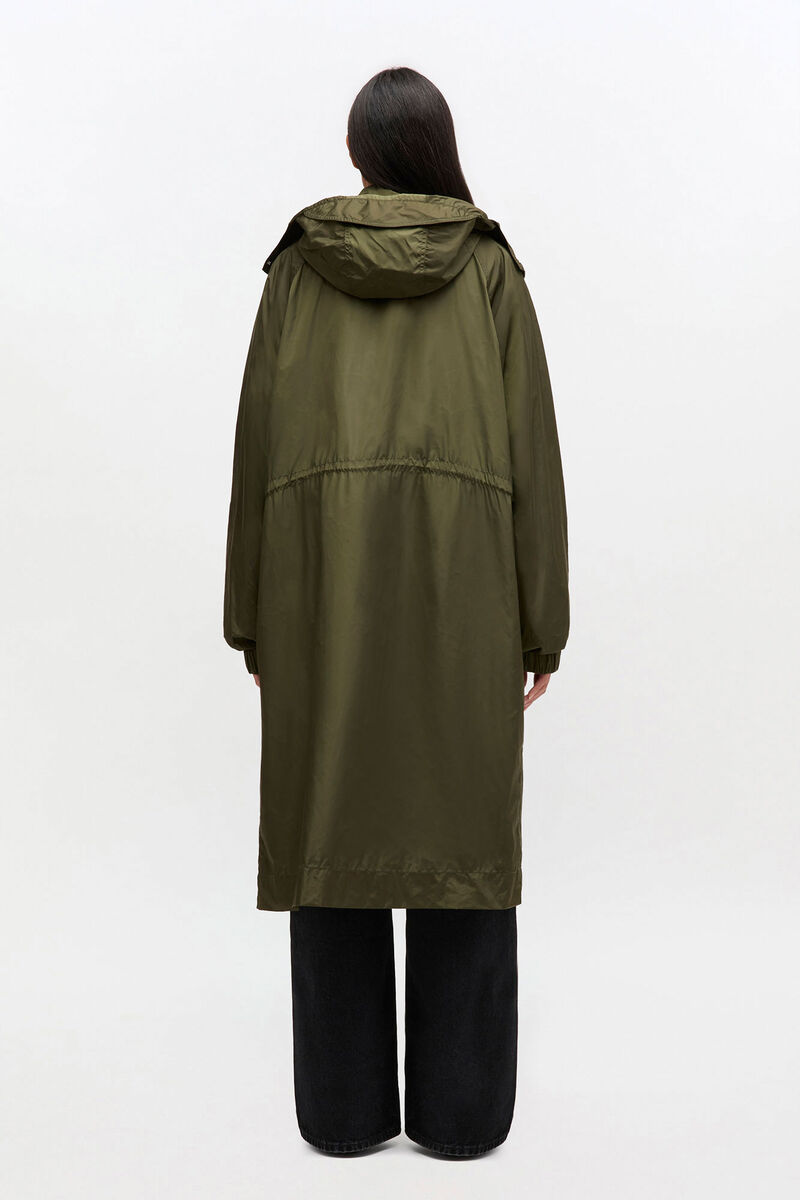 Nylon Parka Coat, in colour Kalamata - 2 - GANNI