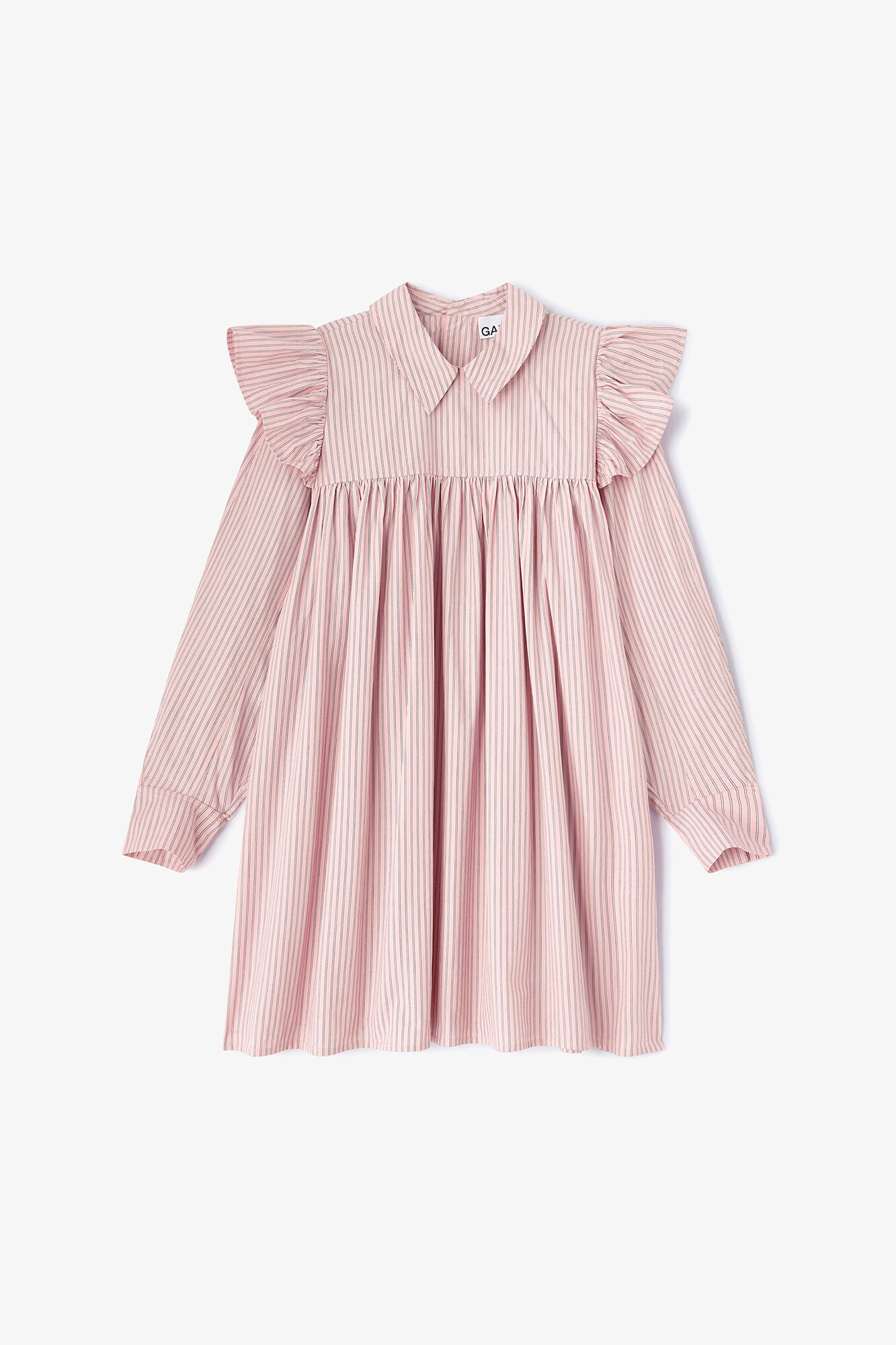 Lyser&oslash;d miniskjortekjole, Organic Cotton, in colour Chalk Pink - 1 - GANNI